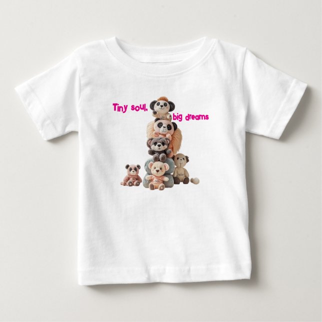 Camiseta De Bebé Tiny Soul, Big Dreams" Teddy Bear Toddler T-Shirt (Anverso)