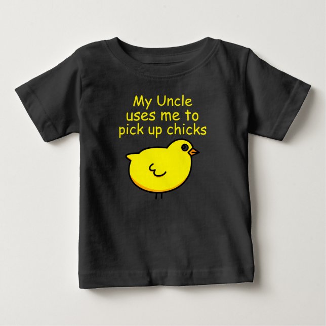 Camiseta De Bebé Tío divertidísimo y pollito lindo (Anverso)