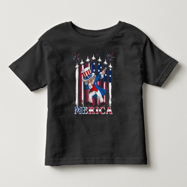 Camiseta De Bebé Tío patriótico Sam Dabbing 4 de julio (Anverso)