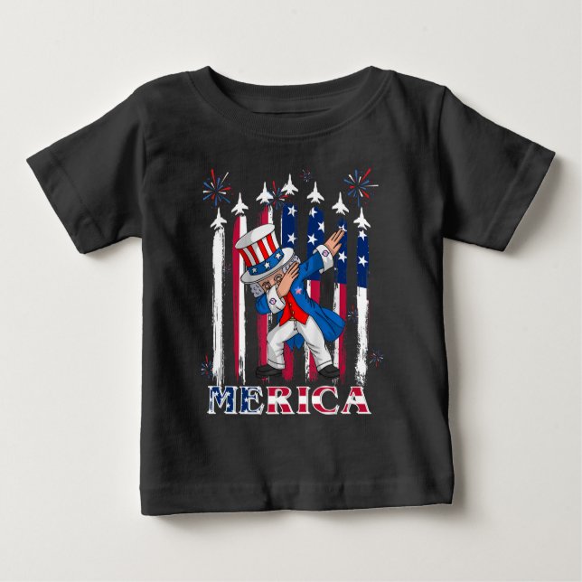 Camiseta De Bebé Tío patriótico Sam Dabbing 4 de julio (Anverso)