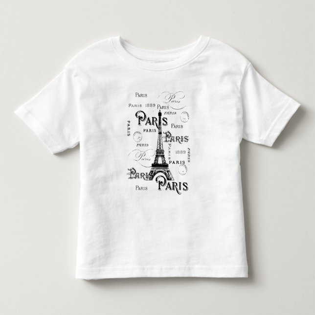 Camiseta De Bebé Tipografía Caligrafía París Francia Torre Eiffel (Anverso)