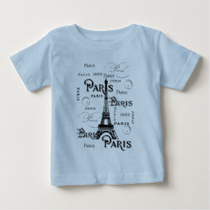 Camiseta De Bebé Tipografía Caligrafía París Francia Torre Eiffel