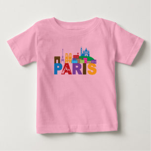 Camiseta De Bebé Tipografía colorida de París, Francia el  