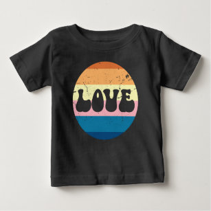 Camiseta De Bebé Tipografía De Amor Retro En Estrellas De Amanecer 