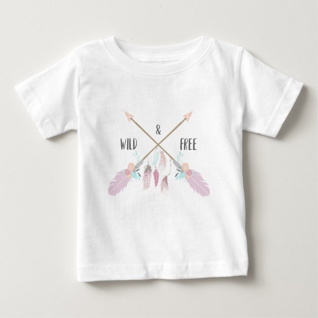 Camiseta De Bebé Tipografía De Boho Libre Y Salvaje (Anverso)