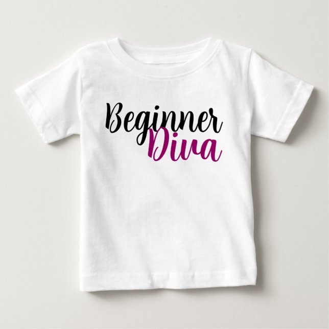 Camiseta De Bebé Tipografía de Diva Principiante (Anverso)