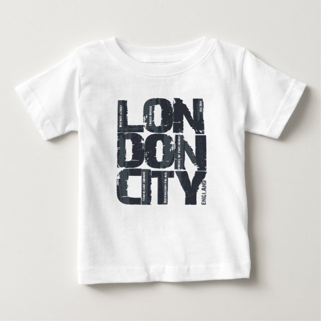 Camiseta De Bebé Tipografía de Londres, Inglaterra (Anverso)