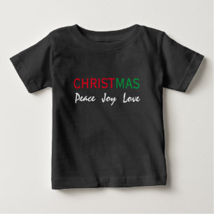 CAMISETA DE BEBÉ TIPOGRAFÍA DE PAZ ALEGRÍA AMOR NAVIDEÑO