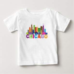 Camiseta De Bebé Tipografía del horizonte de la ciudad de Chicago