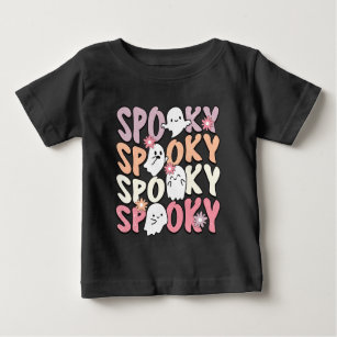 Camiseta De Bebé Típografía fantasma de Halloween repetida