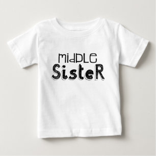 Camiseta De Bebé Tipografía Hermana Media en Blanco y Negro
