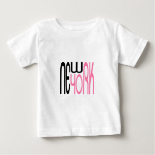 Camiseta De Bebé Tipografía neoyorquina rosa negro