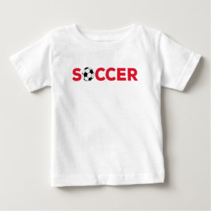 Camiseta De Bebé Tipografía Roja Clásica de Fútbol Negrita Fanático