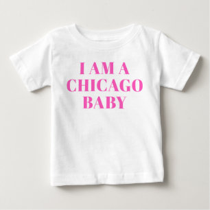 Camiseta De Bebé Tipografía Rosa Ropa para Bebés Chicago