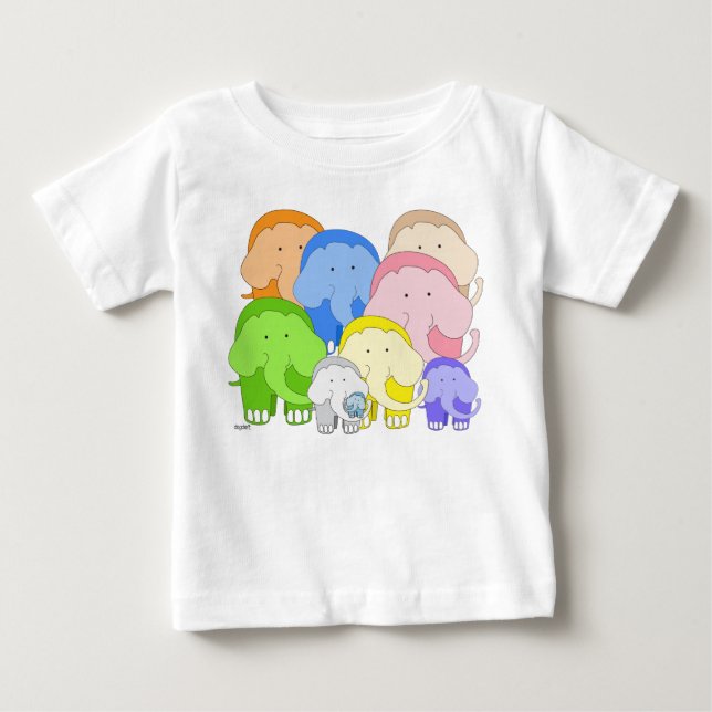 Camiseta De Bebé Tippy Toes Elephant Herd T-Shirt (Anverso)