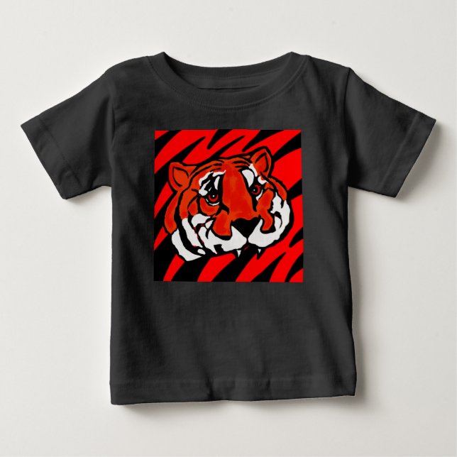 Camiseta De Bebé TIRA naranja Y NEGRA (Anverso)