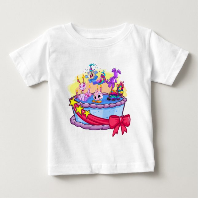 Camiseta De Bebé Tiro del grupo de la torta de cumpleaños (Anverso)