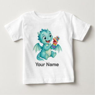 Camiseta De Bebé Títere de calcetín personalizado del dragón bebé a