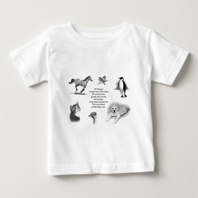 Camiseta De Bebé Todas las criaturas grandes y pequeñas: Animales: (Anverso)