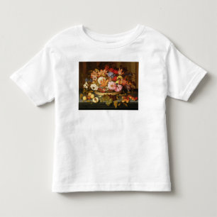 Camiseta De Bebé Todavía vida de la fruta y de una cesta de flores