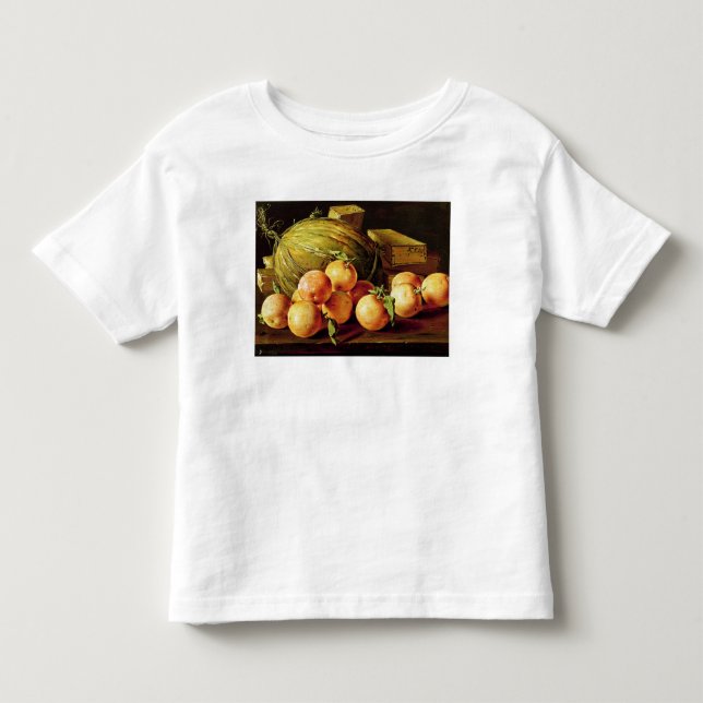 Camiseta De Bebé Todavía vida de naranjas, de melones y de cajas (Anverso)