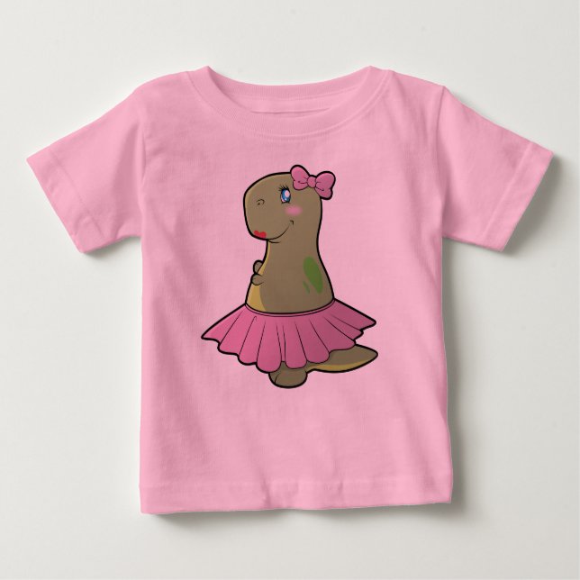 Camiseta De Bebé Toddler Girls Dinosaur T-Rex Ruffled Shirt (Anverso)