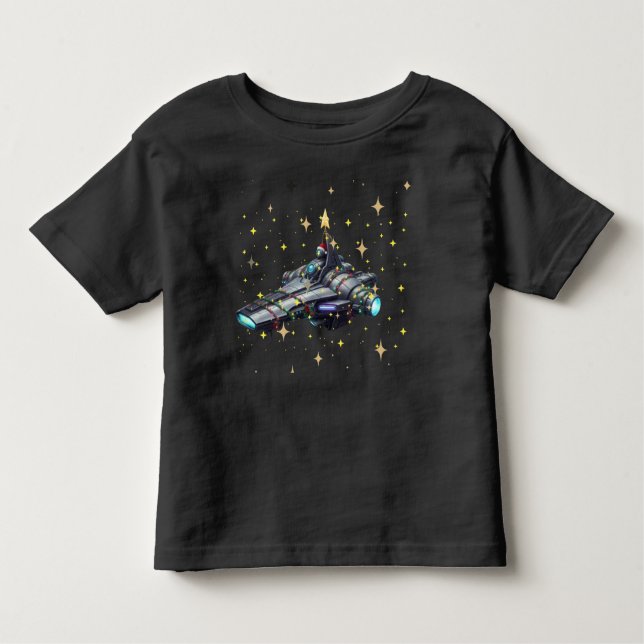 Camiseta De Bebé Toddler Spacecraft  i3 atlas Gold Stars Black  (Anverso)