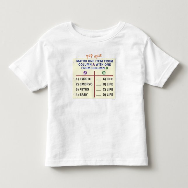 Camiseta De Bebé Toddler t-shirt with a quiz. (Anverso)