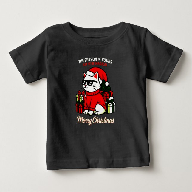 Camiseta De Bebé Toddler's Cool Cat Christmas funny holiday (Anverso)