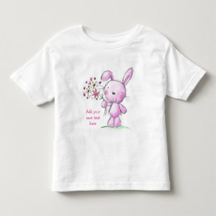 Camiseta De Bebé TODDLERS T-SHIRT Conejo rosado lindo + texto perso