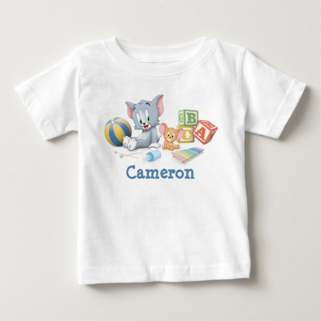 Camiseta De Bebé Tom infantil y Jerry jugando con juguetes (Anverso)