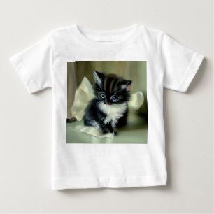 Camiseta De Bebé Tonga de gatito blanco y negro vintage