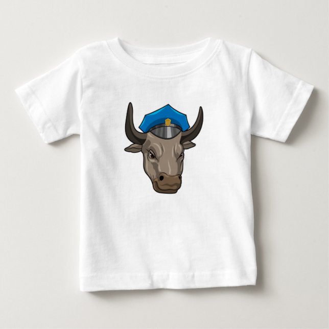 Camiseta De Bebé Toro como oficial de policía Policía (Anverso)