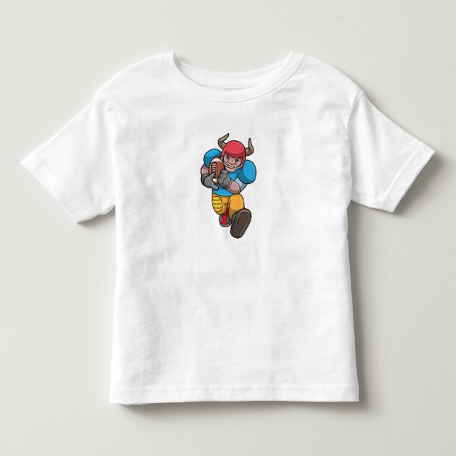 Camiseta De Bebé Toro en deportes con fútbol y casco (Anverso)