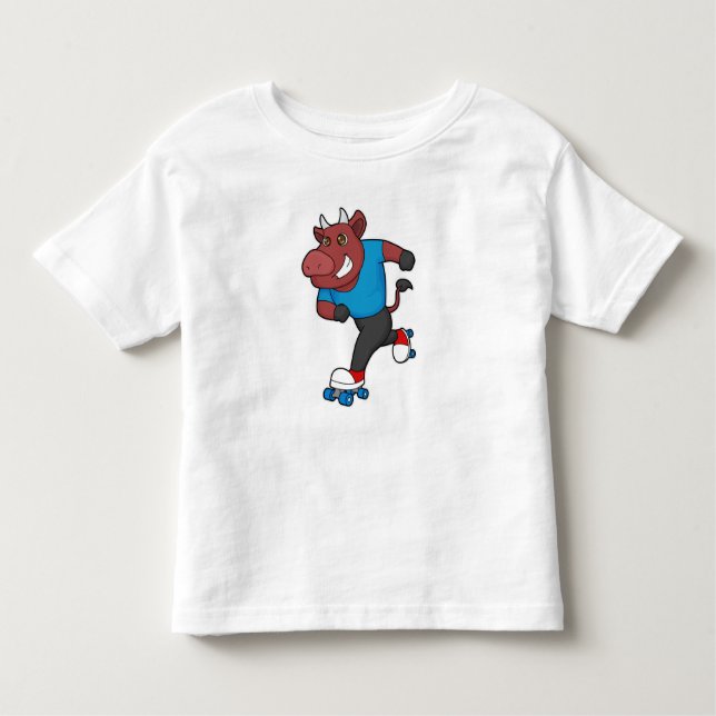 Camiseta De Bebé Toro en patinaje en línea con patines de patinaje  (Anverso)