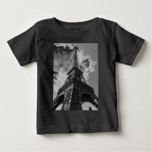 Camiseta De Bebé Torre Eiffel Blanca y Negra en París