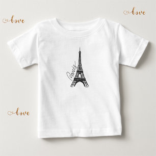 Camiseta De Bebé Torre Eiffel de tinta negra