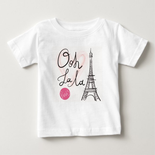 Camiseta De Bebé Torre Eiffel dibujada a mano (Anverso)