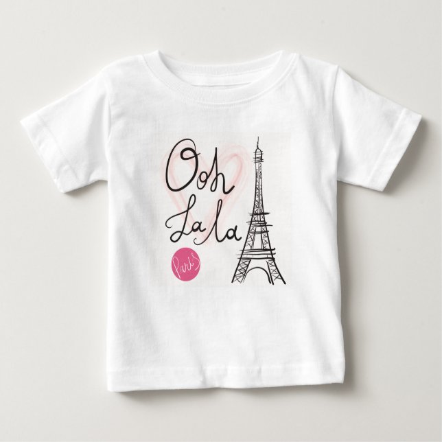 Camiseta De Bebé Torre Eiffel dibujada mano (Anverso)