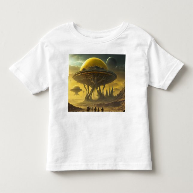 Camiseta De Bebé Torre Ufo de Ciencia Ficción Alien World View Plan