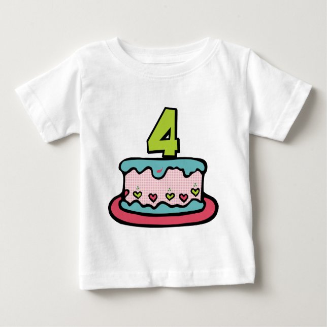 Camiseta De Bebé Torta de cumpleaños de 4 años (Anverso)