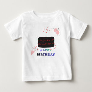 Camiseta De Bebé Torta de Cumpleaños Impresa Bebe