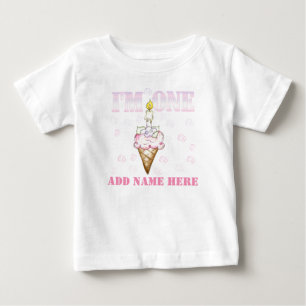 Camiseta De Bebé Torta de tarta Cone I'm One Birthday Tshirt