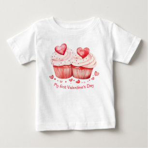 Camiseta De Bebé Torta Dulce con Corazones Primer Día de San Valent