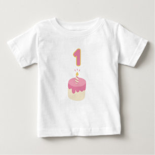 Camiseta De Bebé Torta rosa de primer cumpleaños