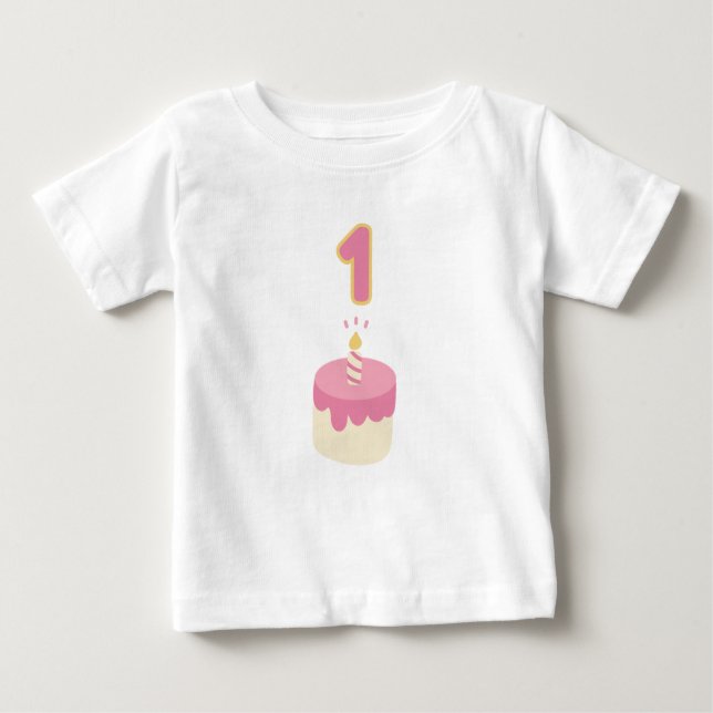Camiseta De Bebé Torta rosa de primer cumpleaños (Anverso)