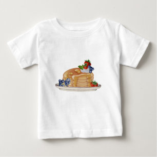 Camiseta De Bebé Tortitas Dibujadas a Mano Bayas Comida Desayuno