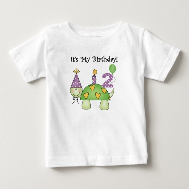 Camiseta De Bebé Tortuga 2º cumpleaños (Anverso)