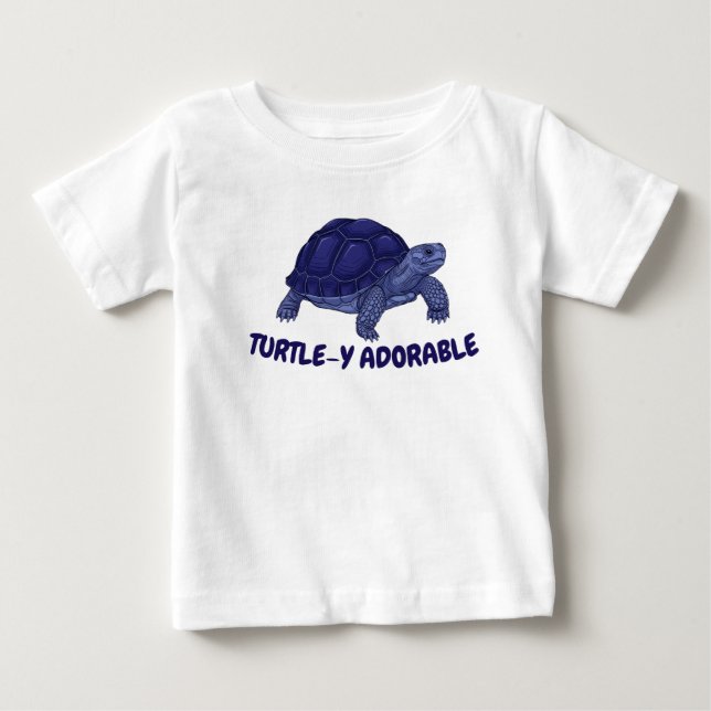 Camiseta de bebé tortuga adorable azul (Anverso)