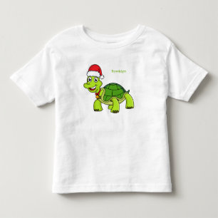 Camiseta De Bebé Tortuga alegre lindo con sombrero de Santa
